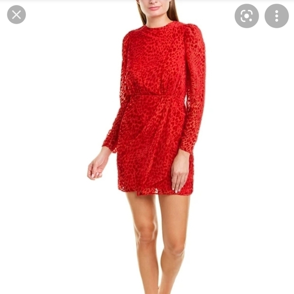 The Kooples Artichoke Burnout Velvet Leopard Red Mini Dress New Size Small - Picture 6 of 17